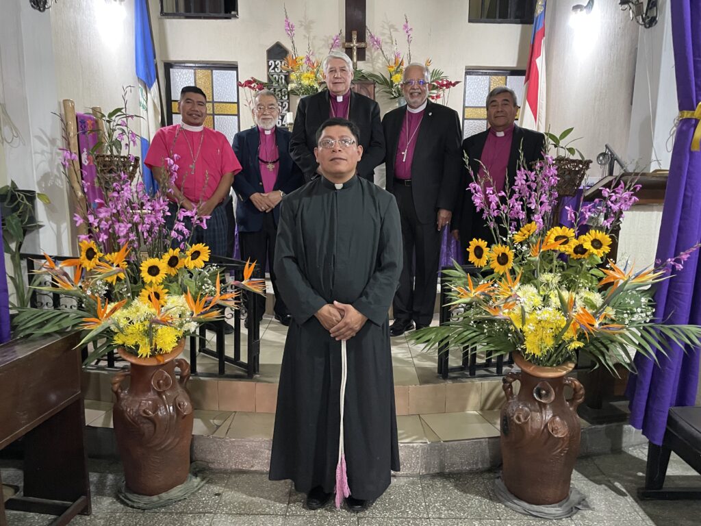 Bishop-elect, Father Carlos Ramirez; with Bishop Juan Sion; Bishop Ruben Rodriguez; the Primate; Archbishop Juan Garcia (Puerto Rico); and Bishop Garcia Tista.